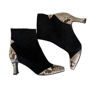 Alberto Zago Milano Y2K Square Toe Snake Trim Suede Boots – IT 36.5 / US 6–6.5